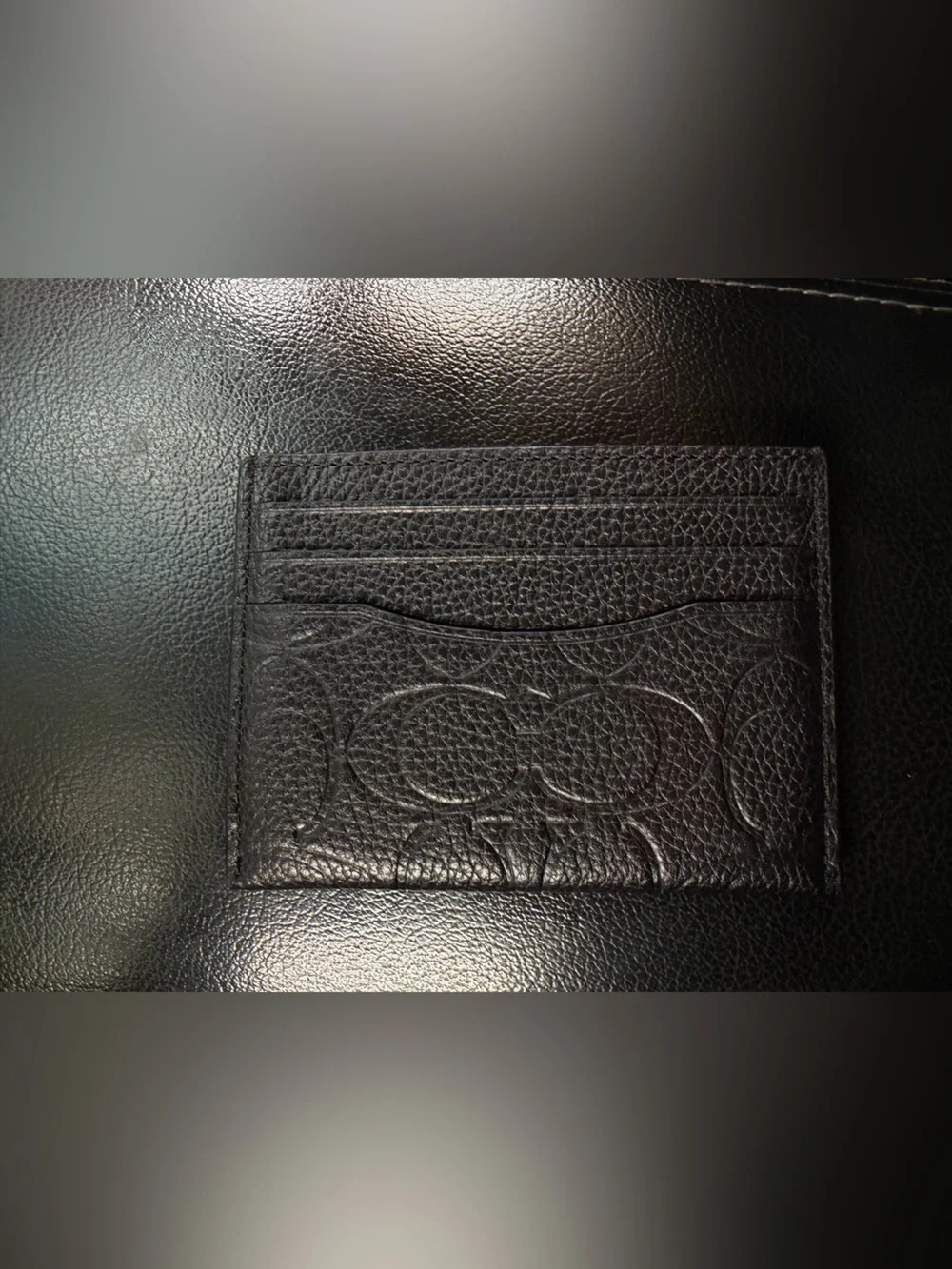 Coach Black Embossed Leather Card Case